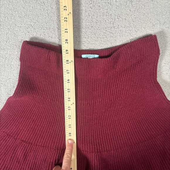 Leif Notes Skirt Wool Blend Fit And Flare Women’s Size M Burgundy‎ Chunky Knit - Picture 4 of 12